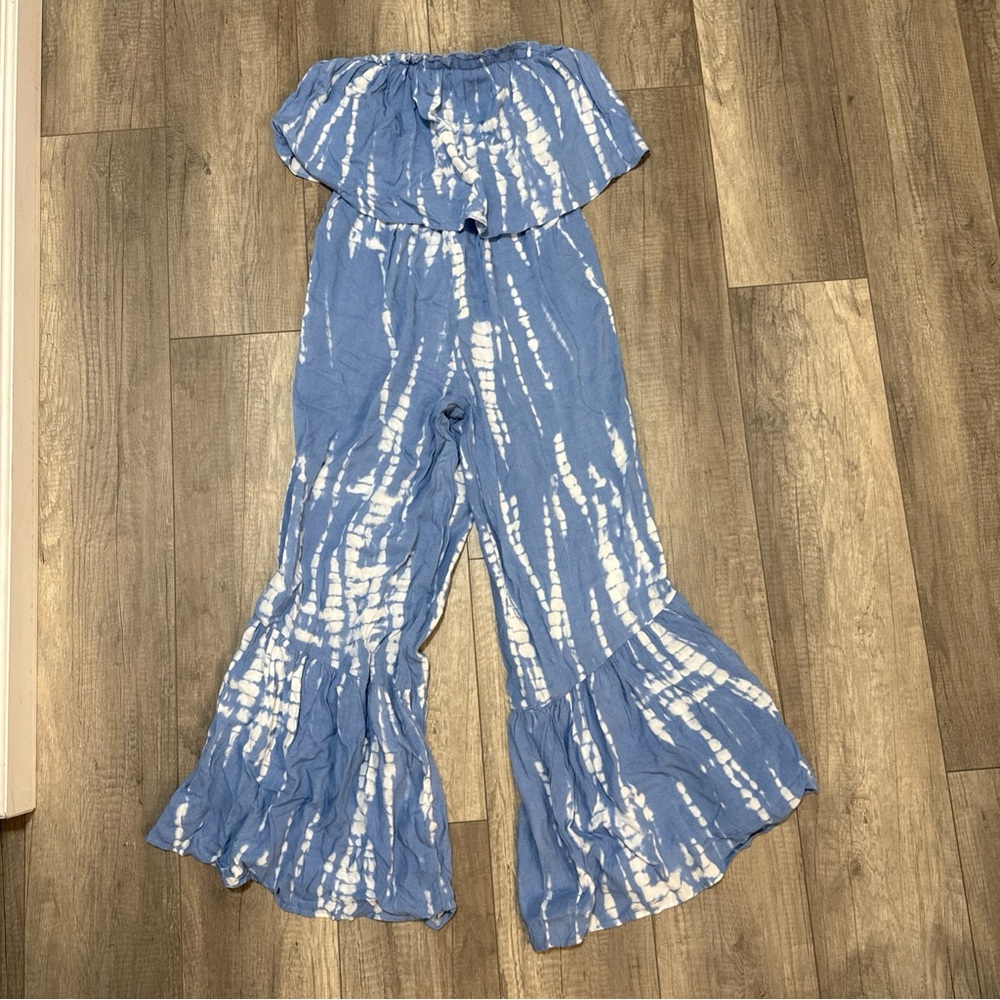 Japna Blue and White Tie-Dye Romper